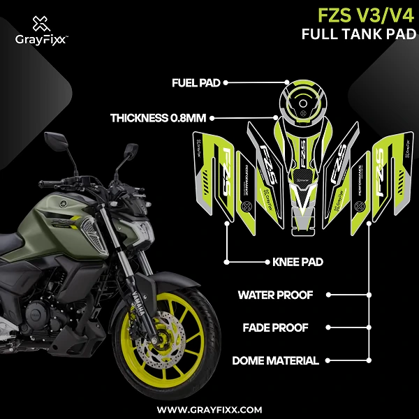 Sports Edition Full Tank Pad with Knee Pad for FZs v3/v4 | Premium 3D Tank Pad, Pack of 1